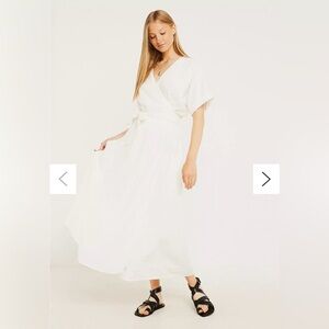 Urban Outfitters White Gabrielle Wrap Midi Dress